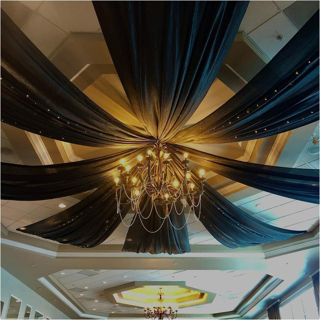 Indoor Wedding Ceremony Curtains Roof Decoration 100D Chiffon Wedding Ceiling Decoration,, HCP49