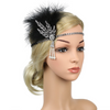 Feather Hair Clip White/ Black Feathers, vintage Jewel Comb, Barrette, Baguette Marquise