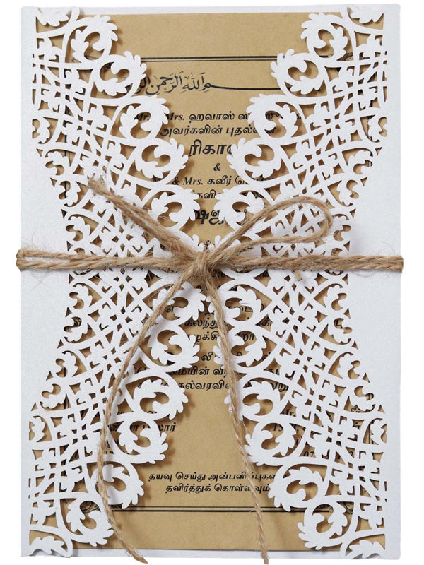 Simple White Wedding Invitation Letter, Hollow Out Greeting Card, HK-75