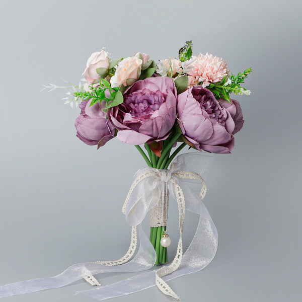 Wedding Flower For The Groom And Bride, Simulated Common Peony Wedding Bouquet, WF25