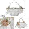 Wedding Flower Basket Flower Girl Bridesmaid Sprinkle Flower Basket White Bow Decoration, HL-5782