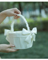 Wedding Flower Basket Flower Girl Bridesmaid Sprinkle Flower Basket White Bow Decoration, HL-5782