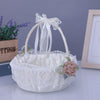 Wedding Flower Basket Flower Girl Bridesmaid Sprinkle Flower Basket White Bow Decoration, HL-5782