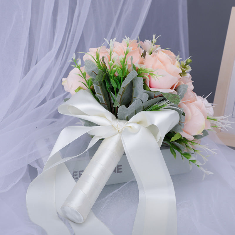 Wedding Flower For The Groom And Bride, Simulated Rose Wedding Bouquet, WF19