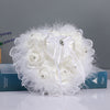 Heart-Shaped Rose Accessories Lace Creative Ostrich Feather Wedding Ring Pillow , JZH-5718