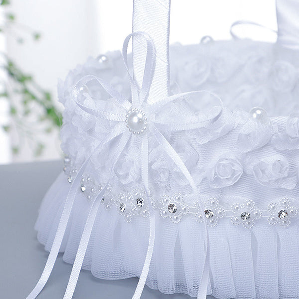 White Lace Portable Flower Basket , HL-5741