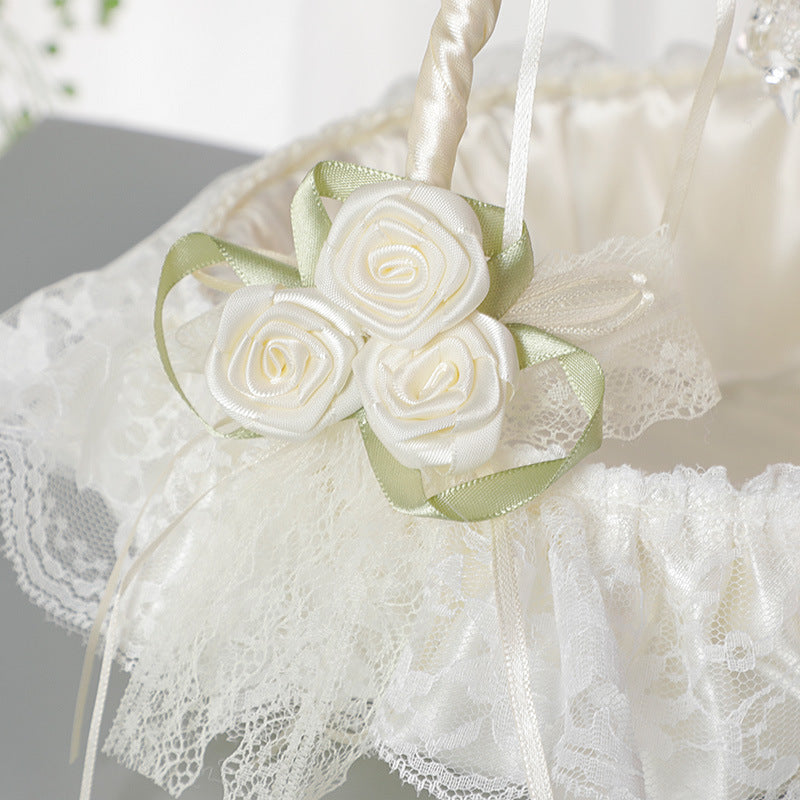 Lace Fabric Wedding Flower Basket, Flower Girl, Flower Basket Bridesmaid Hand Basket, HL-5625