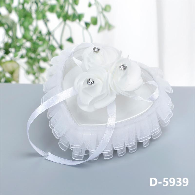 White Heart Shaped Mini Ring Box Wedding Ring Pillow For Bride and Groom, JZH-5935