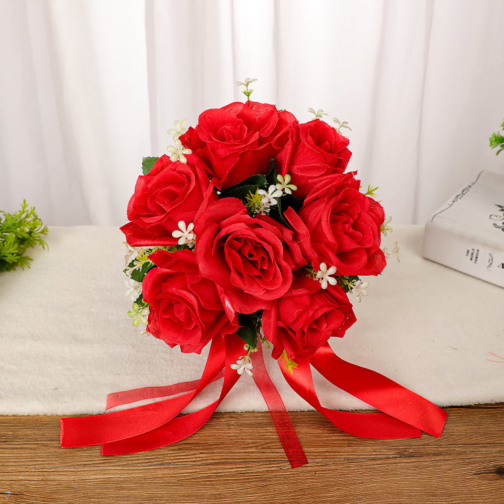 Wedding Flower For The Groom And Bride, Simulated Rose Wedding Bouquet, WF26