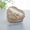 Heart-Shaped Linen Fabric Wedding Ring pillow Creative Lace Bowknot Ring Box Small Portable, JZH-5929