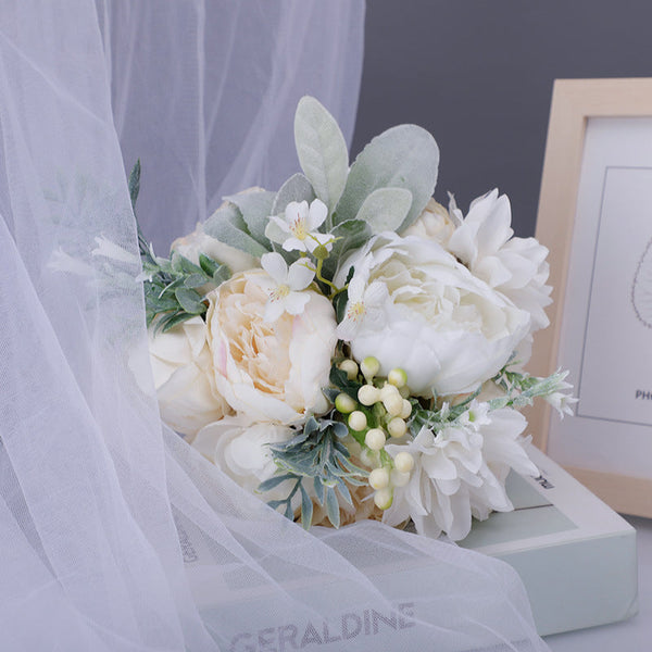 Wedding Flower For The Groom And Bride, Simulated Peony Wedding Bouquet, WF18