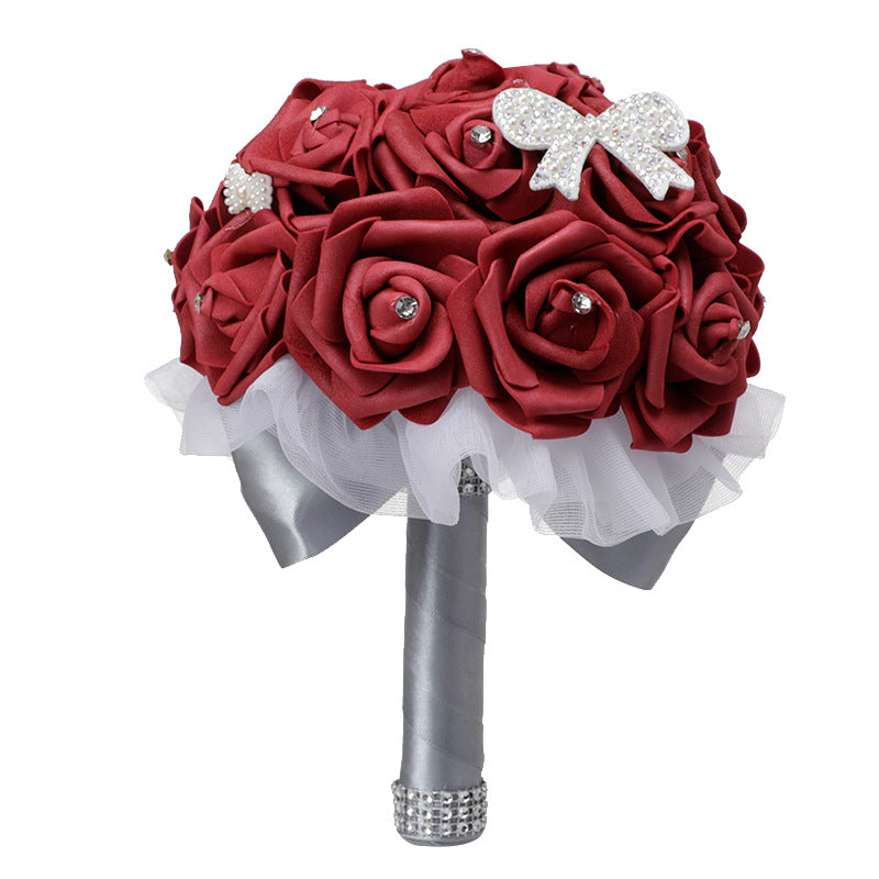 Wedding Flower For The Groom And Bride, Simulated Rose Wedding Bouquet, WF24