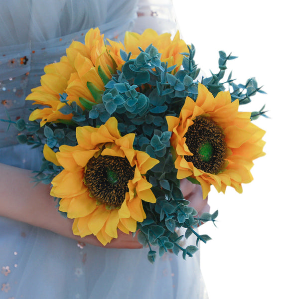 Wedding Flower For The Groom And Bride, Simulated Sunflower Wedding Bouquet, WF12