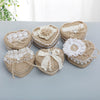 Heart-Shaped Linen Fabric Wedding Ring pillow Creative Lace Bowknot Ring Box Small Portable, JZH-5929