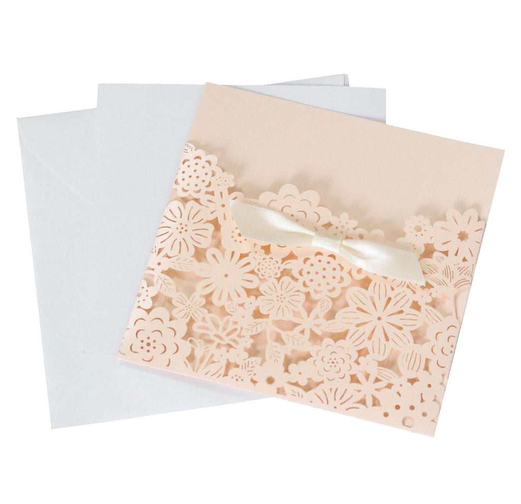Small Flower Wedding Greeting Card, Hollow Out Invitation Letter, HK-296