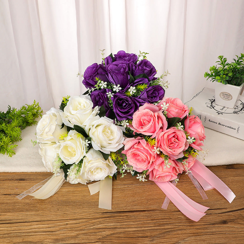Wedding Flower For The Groom And Bride, Simulated Rose Wedding Bouquet, WF26