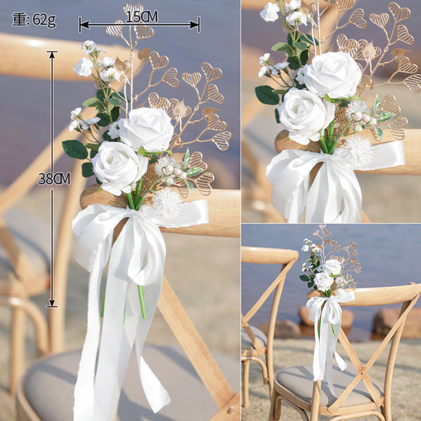 Western-style Outdoor Wedding Chair Back Flower Banquet Chair Decoration Flowers, CF17076