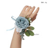 Bridesmaids Wrist Flower Champagne Green Lleaf Hand Flower Men Corsage Clothing Accessories, CG61464